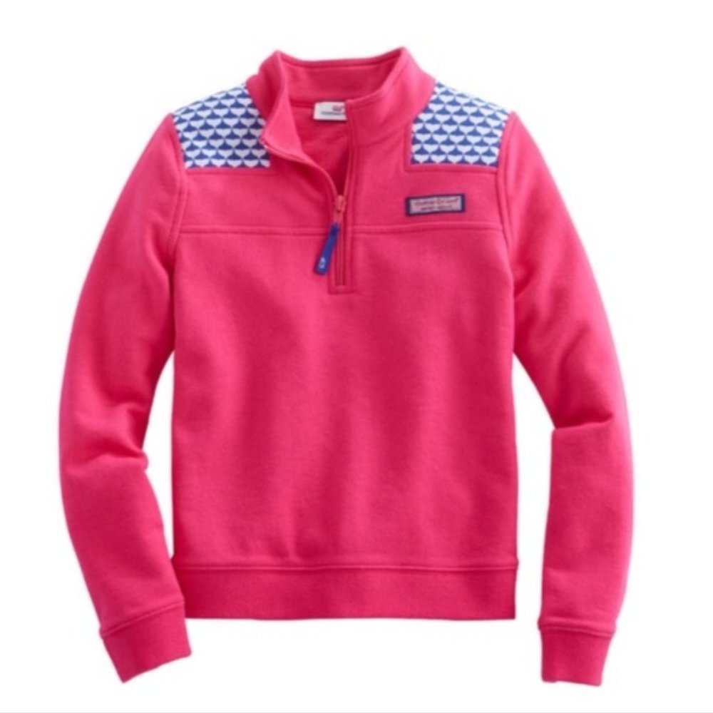 Vineyard Vines Pink and Navy (Whale) Girls’ Pullover Shep Shirt
